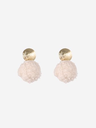Fuzzy Ball Earrings - Cider