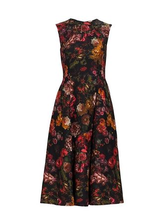 Shop Adam Lippes Floral Fit & Flare Midi-Dress | Saks Fifth Avenue