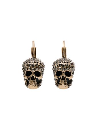 Metallic Alexander Mcqueen Crystal-Embellished Skull Earrings | Farfetch.com