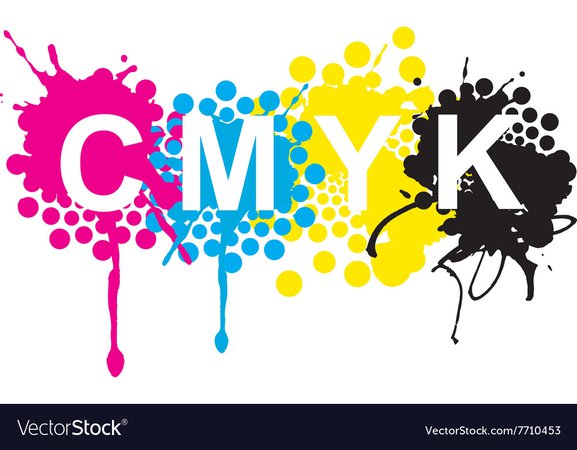 CMYK print colors splashes Royalty Free Vector Image