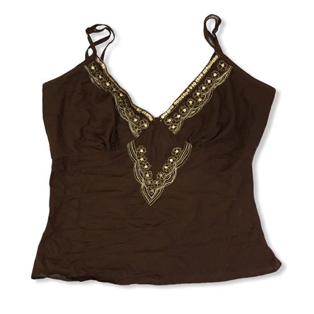 brown beaded fairy grunge camisole tank top