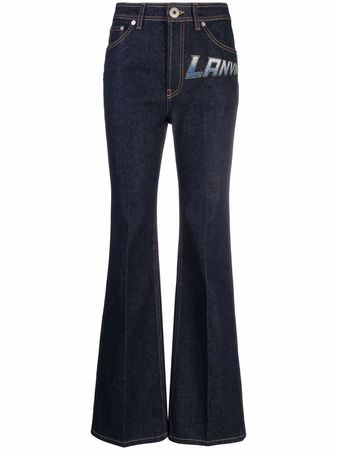 Shop LANVIN logo-print straight-leg jeans with Express Delivery - FARFETCH