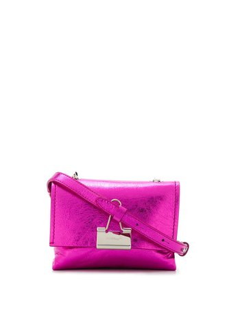 Shop pink Off-White Binder Clip metallic bag with Express Delivery - Farfetch