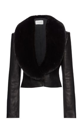 Cropped Fur Collar Leather Jacket By Magda Butrym | Moda Operandi