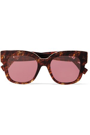 Fendi | Oversized square-frame printed tortoiseshell acetate sunglasses | NET-A-PORTER.COM