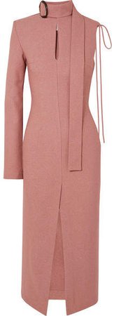Buckled Cutout Twill Midi Dress - Blush
