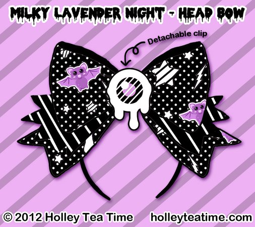 Holley Tea Time Milky Lavender Night Headbow in black