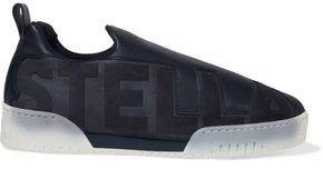 Embossed Faux Leather And Suede Slip-on Sneakers