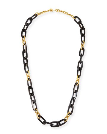 Ashley Pittman 38" Dark Horn & Bronze Alternating Link Necklace
