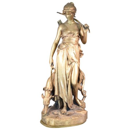 Eugene-Antoine Aizelin 1821-1902 Exquisite Bronze Sculpture of Diana & : Beverly Hills Antiques | Ruby Lane