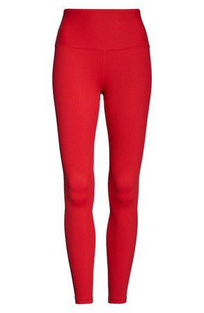 Year of Ours Ribbed High Waist Leggings red