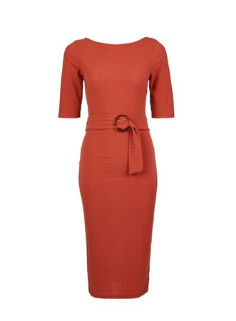 **Tall Rust Belted Dress | Dorothy Perkins