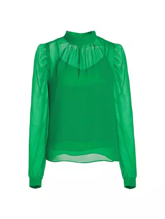 Shop Generation Love Winona Silk Puff-Sleeve Blouse | Saks Fifth Avenue