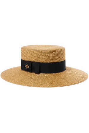 Gucci | Grosgrain-trimmed glittered straw hat | NET-A-PORTER.COM