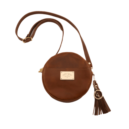 round bag crossbody brown
