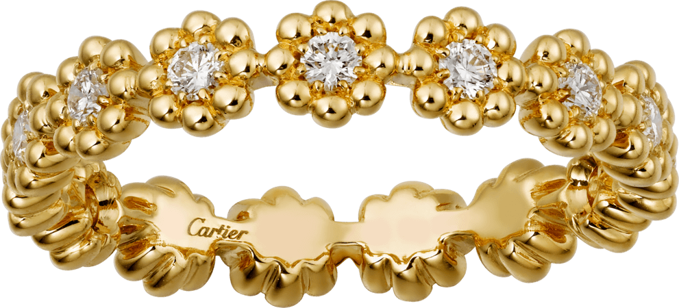 CRB4220100 - Cactus de Cartier wedding band - Yellow gold, diamonds - Cartier
