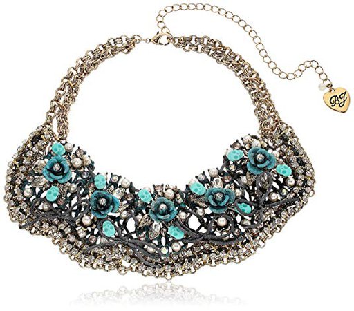 Betsey Johnson "Patina Multi Charm" Cluster Necklace: Clothing