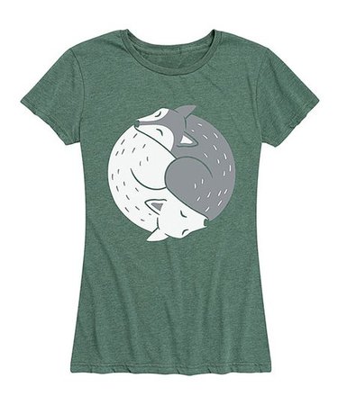 Instant Message Womens Heather Juniper Yin Yang Foxes Relaxed-Fit Tee - Women & Plus | Best Price and Reviews | Zulily