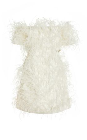 Yolanda Off-The-Shoulder Feather-Embellished Cutout Mini Dress By Cult Gaia | Moda Operandi