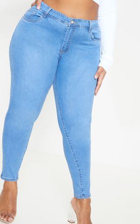 Plus Light Wash Skinny Jeans | Plus Size | PrettyLittleThing