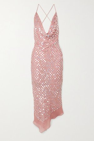 Cushnie | Asymmetric open-back draped embellished silk-chiffon dress | NET-A-PORTER.COM