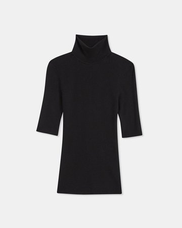 Short-Sleeve Turtleneck Sweater in Regal Wool | Theory
