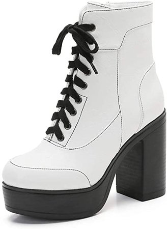 Amazon.com | MACKIN J 593-3 Women's Chunky Heel Combat Boots Lace up Platform Ankle Boots | Ankle & Bootie