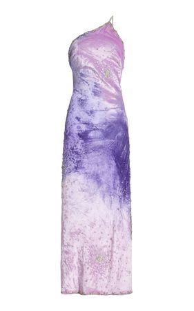 Exclusive Asymmetric Embroidered Velvet Maxi Dress By Des Phemmes | Moda Operandi