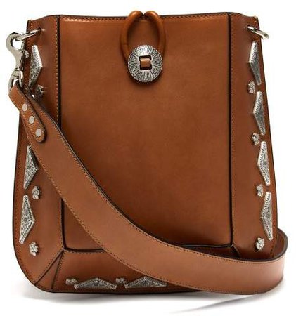 Oskan Stud Embellished Leather Shoulder Bag - Womens - Camel