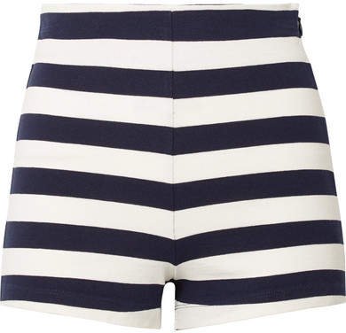 MDS Stripes - Lucy Striped Cotton-jersey Shorts - Navy