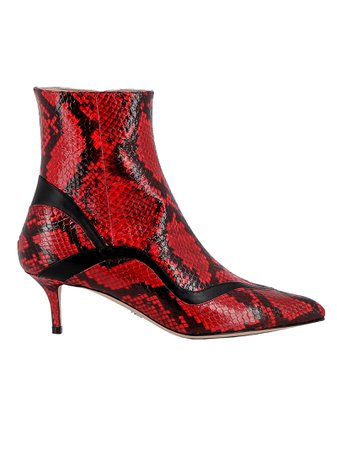 Paula Cademartori Red Leather Ankle Boots