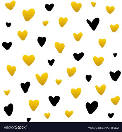 Gold black hearts handdrawn seamless pattern Vector Image