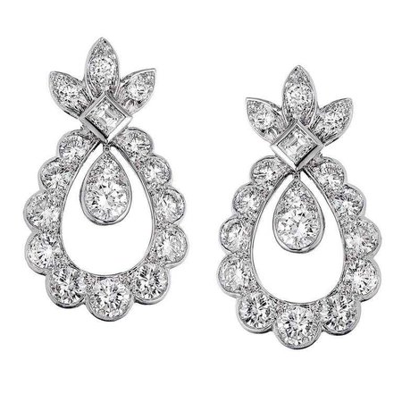 Chaumet Diamond Gold Dangle Earrings For Sale at 1stdibs