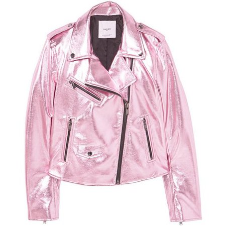 pink metallic biker jacket