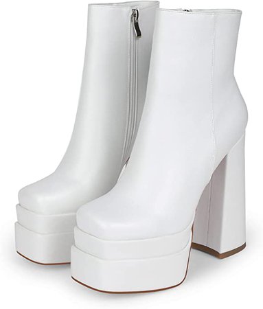 Amazon.com: WEKISS White Platform Boots Platform Heel Boots for Women Heeled Boots Chunky Platform Boots Platform Ankle Boots Womens Platform Boots Mid Calf Boots for Women : Everything Else