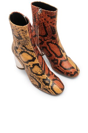 Proenza Schouler Bicolor Python Print Ankle Boots in Curry & Silver | FWRD