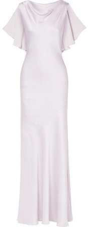 Ami Draped Hammered-satin Gown - Lilac