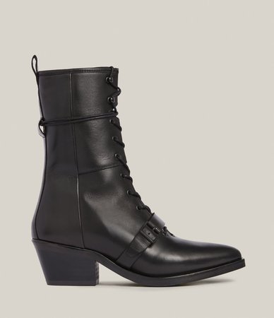 ALLSAINTS US: Womens Kaylee Leather Boots (black)