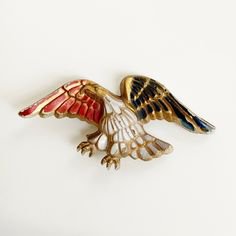 Vintage WWII Patriotic American Eagle Painted Plastic Pin