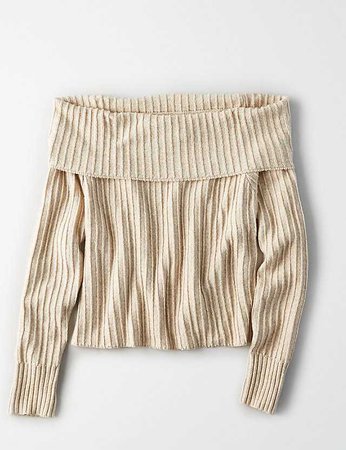 AE WIDE RIB OFF-THE-SHOULDER SWEATER
