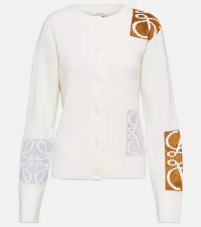Anagram Wool Cardigan in White - Loewe | Mytheresa