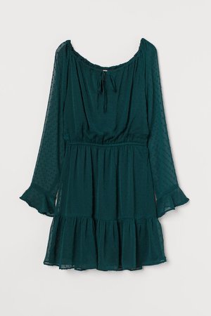 Plumeti Chiffon Dress - Green