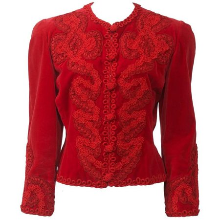 Red Velvet Jacket For Sale at 1stdibs
