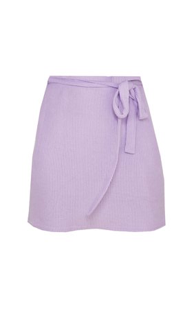 Lilac Brushed Rib Tie Waist Mini Skirt | PrettyLittleThing USA