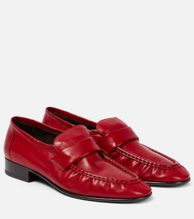 Soft Leather Loafers in Red - The Row | Mytheresa
