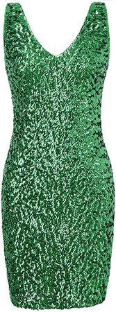 Amazon.com: PrettyGuide Women Sexy Deep V Neck Sequin Glitter Bodycon Stretchy Mini Party Dress (Silver) X-Small/Small: Clothing