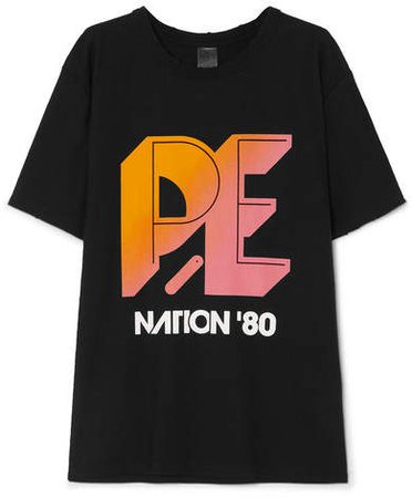 Overspin Printed Cotton-jersey T-shirt - Black