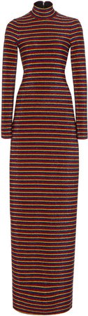Turtleneck Metallic Striped Gown