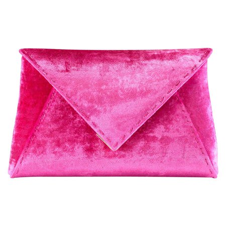 TYLER ELLIS Lee Pouchet Small Hot Pink Crushed Velvet Gold Hardware For Sale at 1stDibs