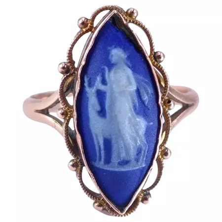 Antique Edwardian C. 1915 Blue Jasperware Wedgwood Cameo Diana : JYMankin Jewelry | Ruby Lane